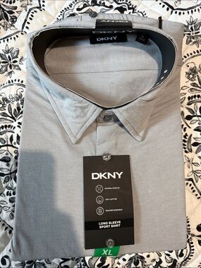 DKNY Men’s Long Sleeve Dress Shirt - Light Gray